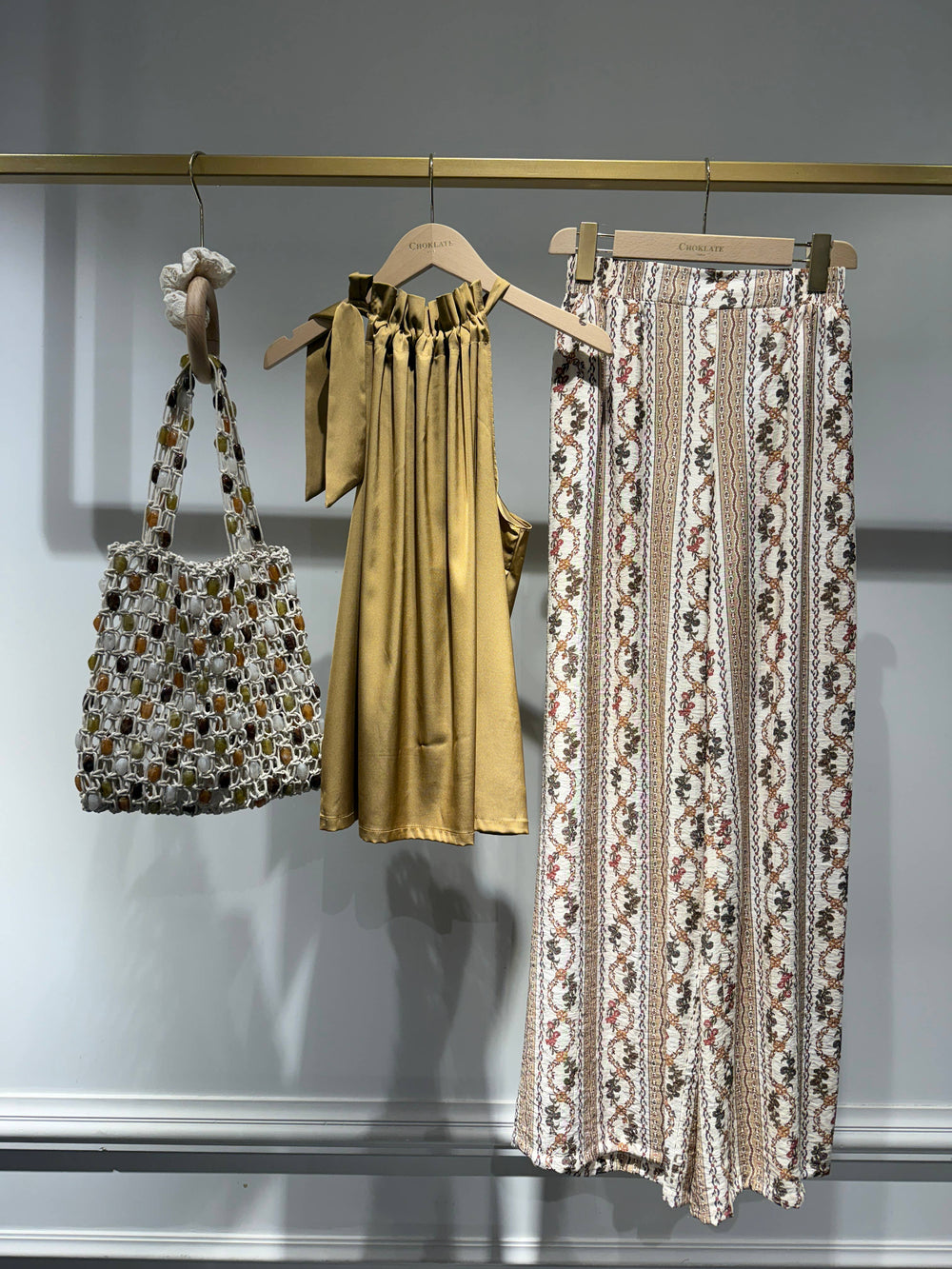 Stripe Print Palazzo Trousers | Light