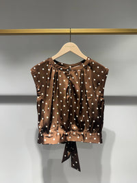 Satin Polka Dot Top | Chocolate