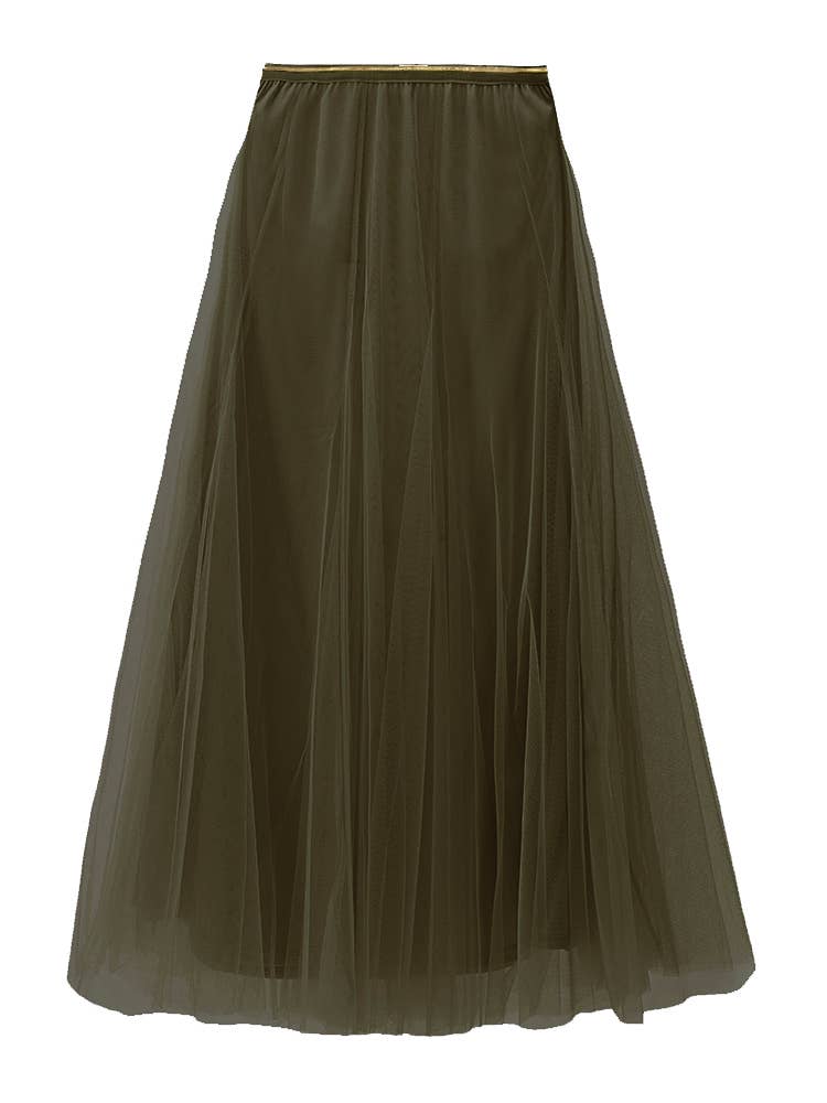 Tulle Skirt in Khaki Green