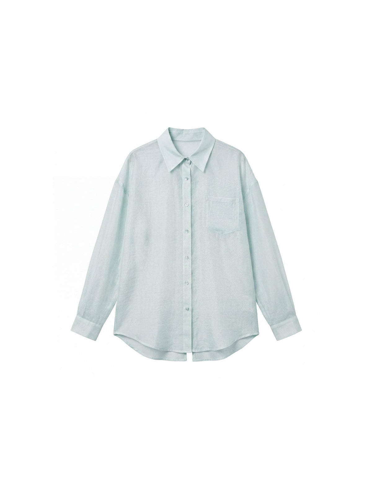 Lyocell Oversized Sheer Button-Down Shirt | Mint Green