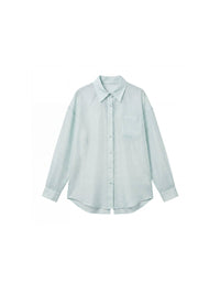 Lyocell Oversized Sheer Button-Down Shirt | Mint Green