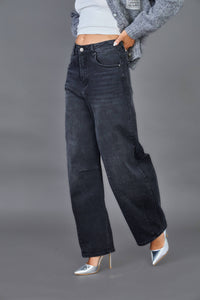 Louisa Barrel Jeans | Charcoal Grey