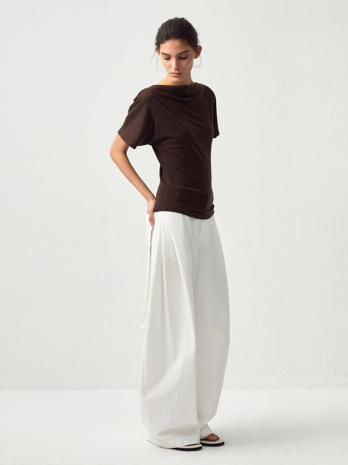 CUBIC Lyocell Blend Off-Shoulder Fitted Top