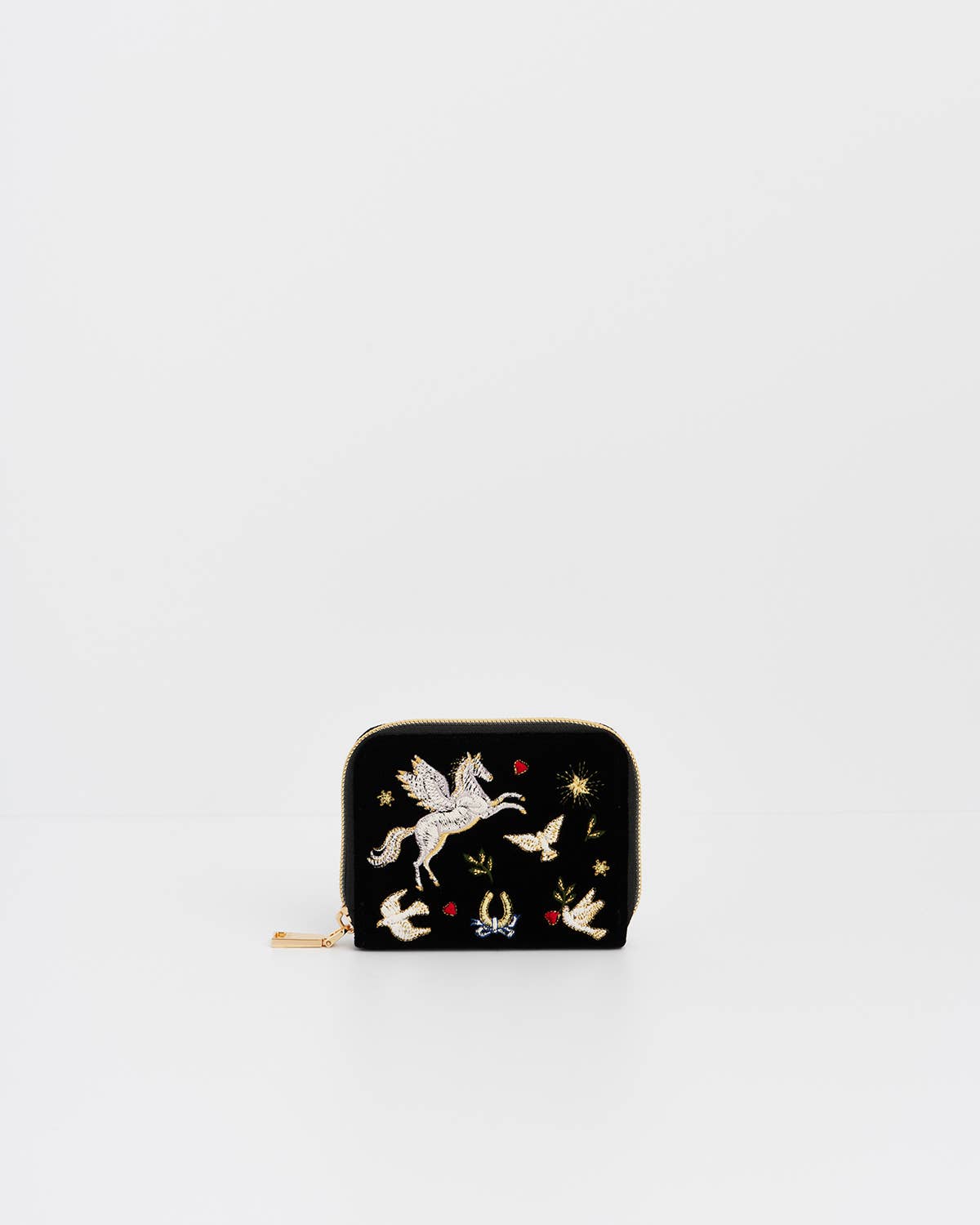 Black Celestial Velvet Embroidered Purse