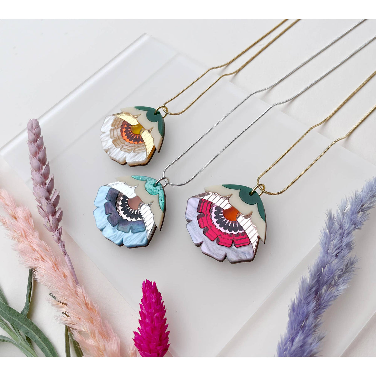 Isobel Floral Pendant Necklace in Caramel