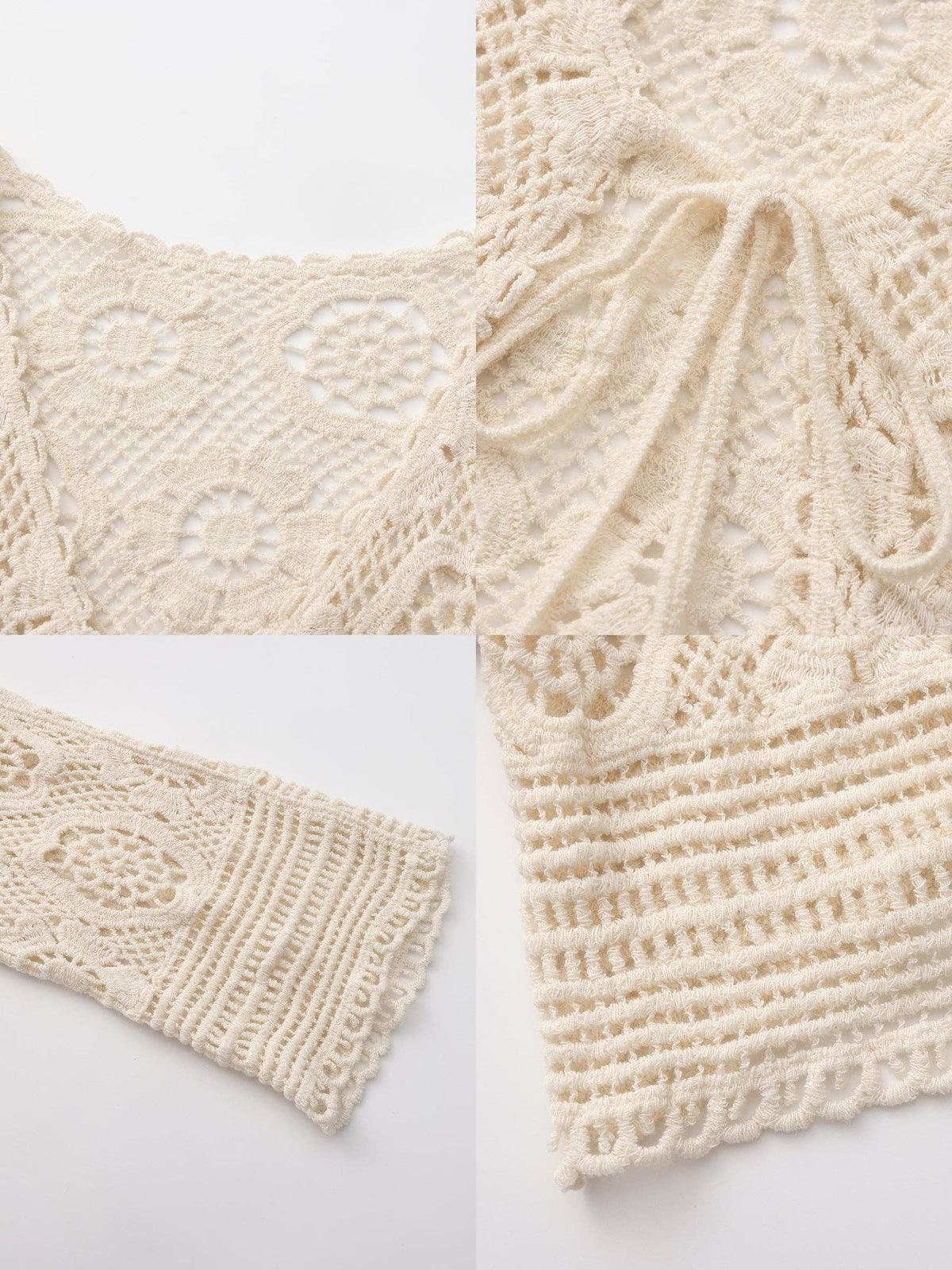 Cotton Crochet Lace Trim Cropped Cardigan