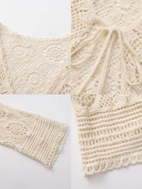 Cotton Crochet Lace Trim Cropped Cardigan