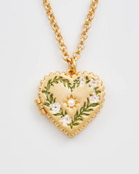 Gaia Lily Heart Locket Necklace