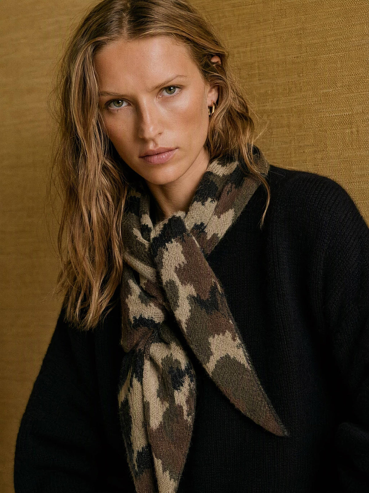 Camo Knit Triangle Scarf