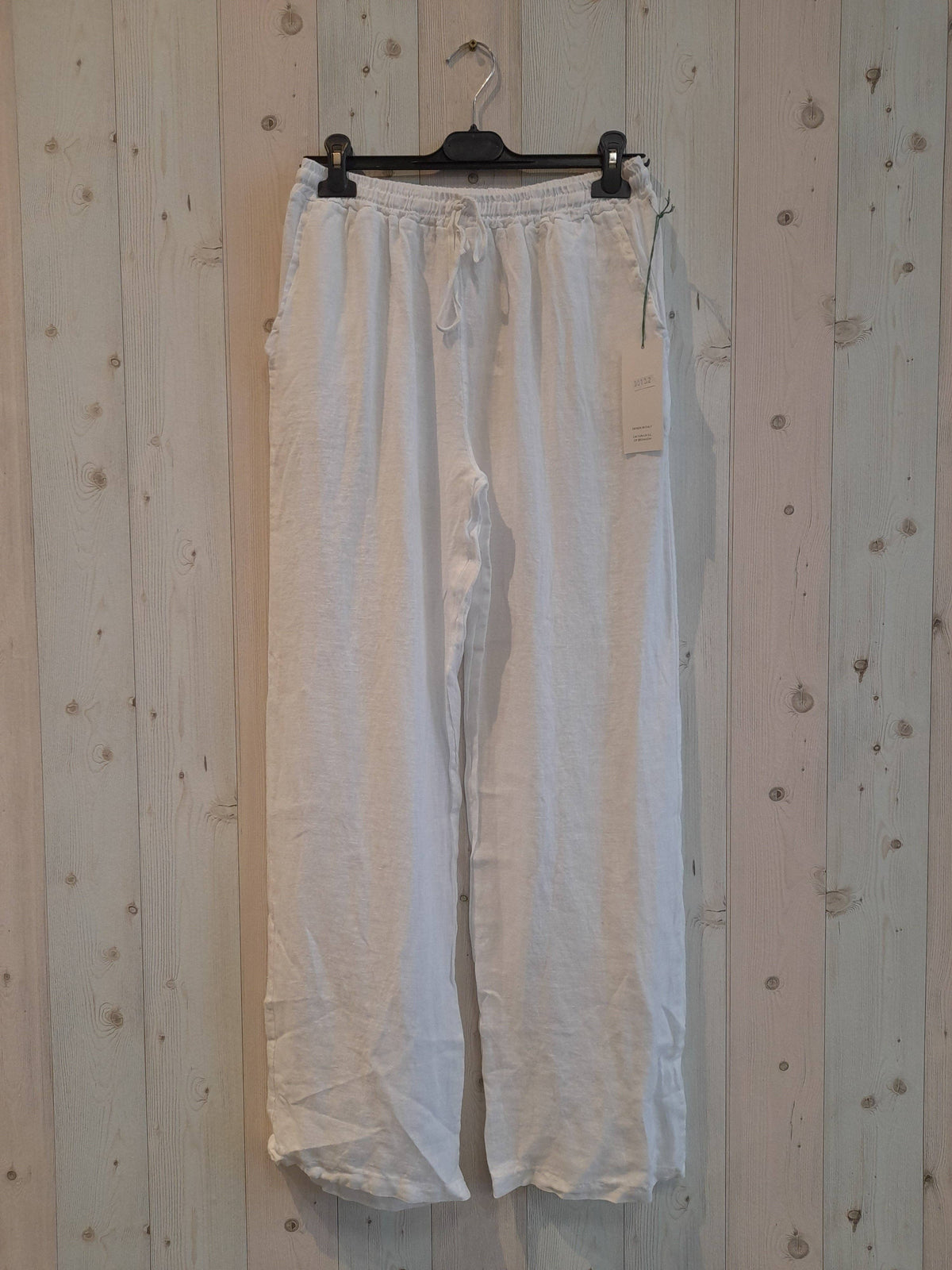 Wide Leg Linen Trousers | White