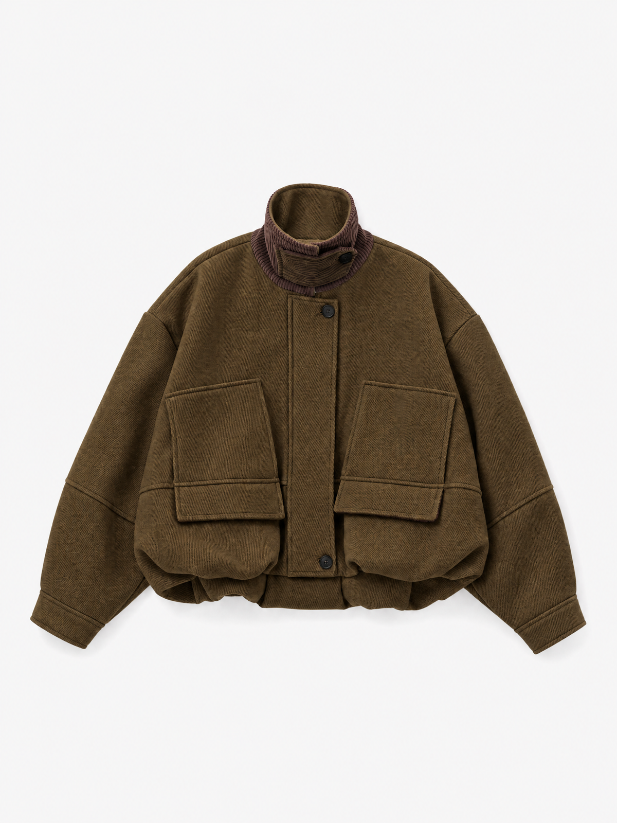 Wool Blend Oversize Bomber Jacket | Khaki