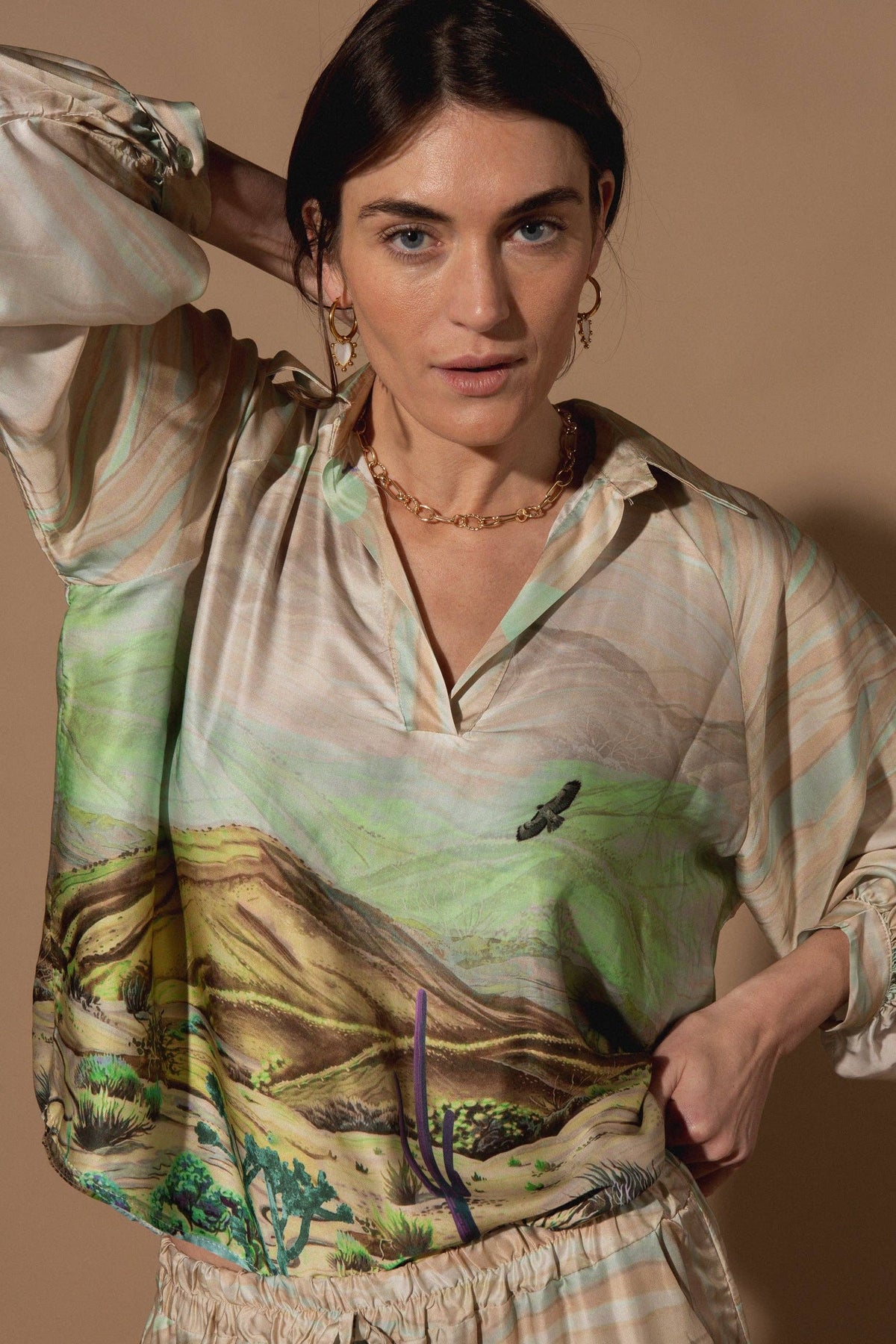 Cactus Print Silk Set