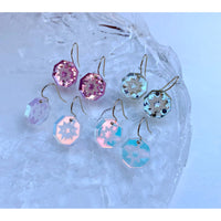 Mini Star Geo Drop Earrings - Pink Glitter