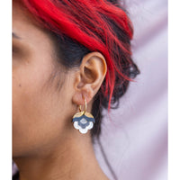 Anna Retro Flower Hoop Earrings: Metallic