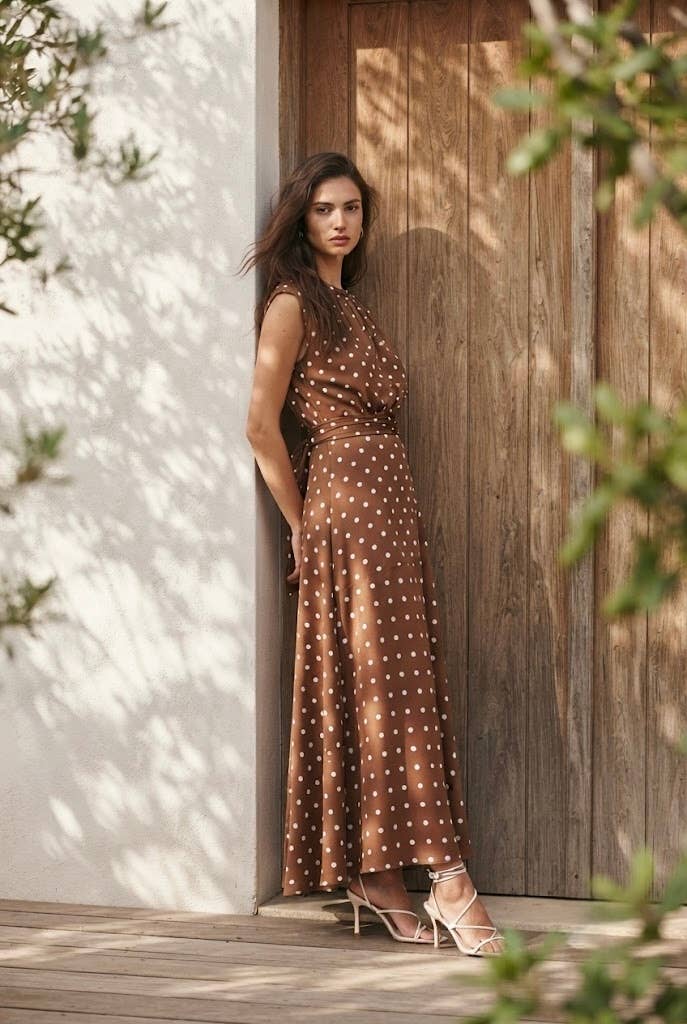 Satin Polka Dot Top | Chocolate