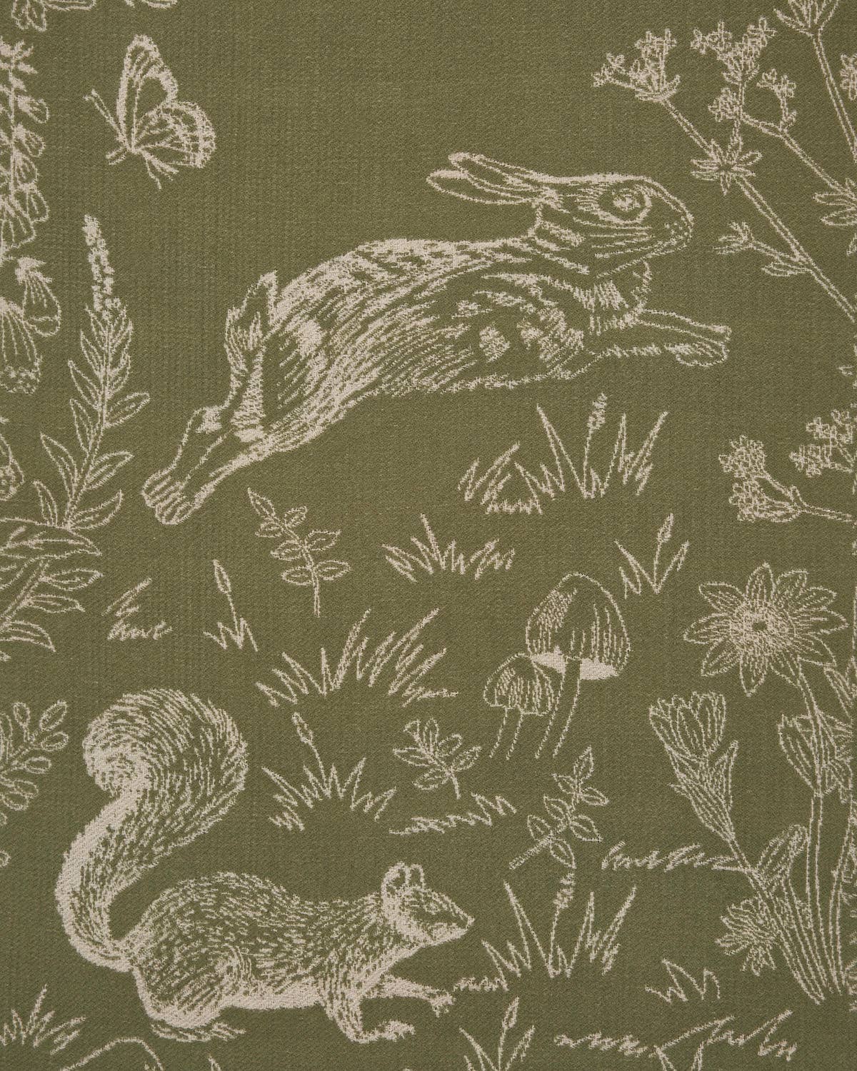 Woodland Scene, Check Long Jacquard Scarf in Khaki