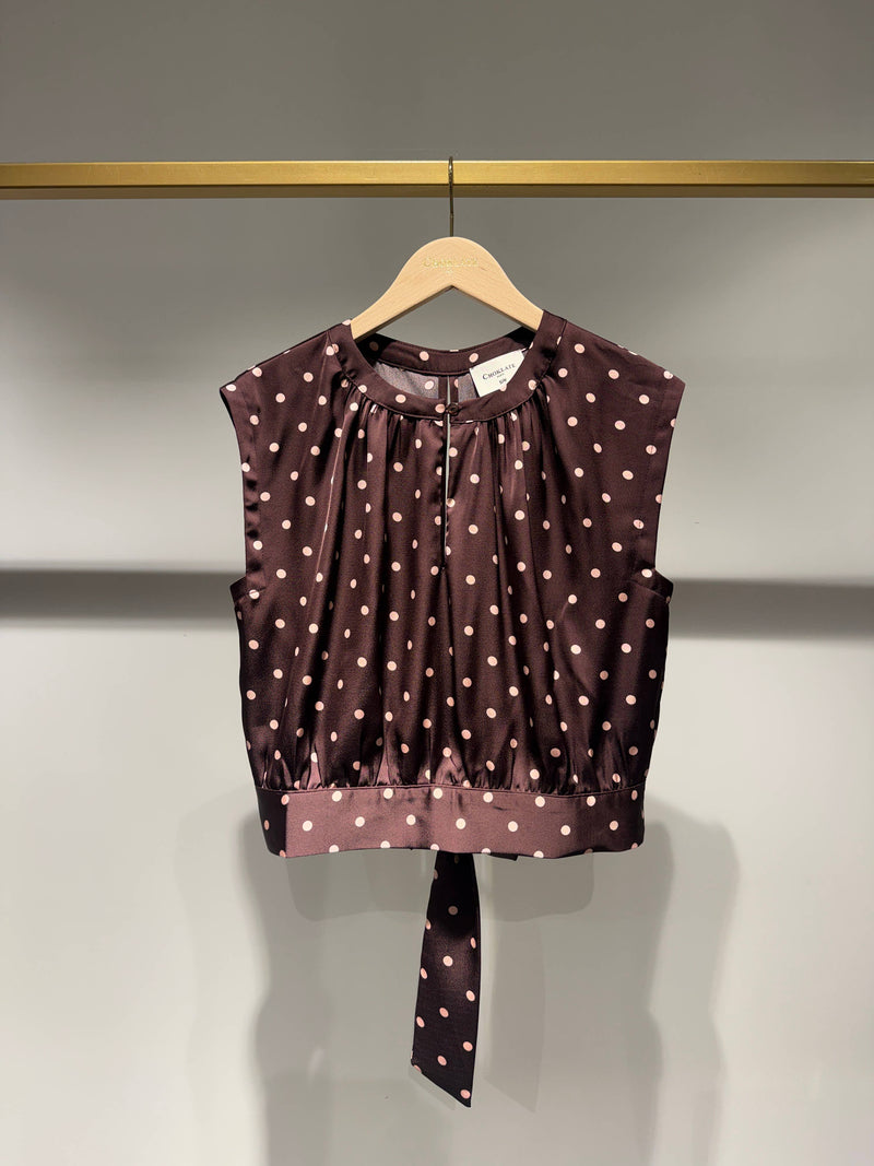Satin Crop Top | Burgundy and Pink