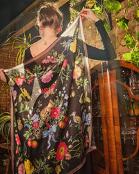 Alice Garden Black Narrative Square Scarf