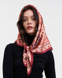 Folksy Fox Tales Peach Square Scarf