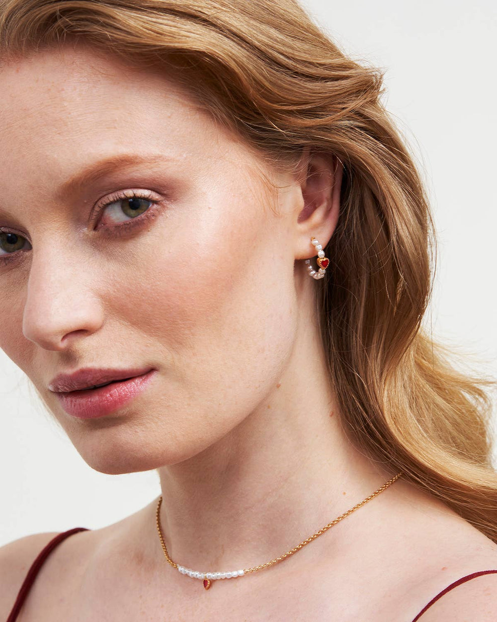 Heart Pearl Hoop Earrings