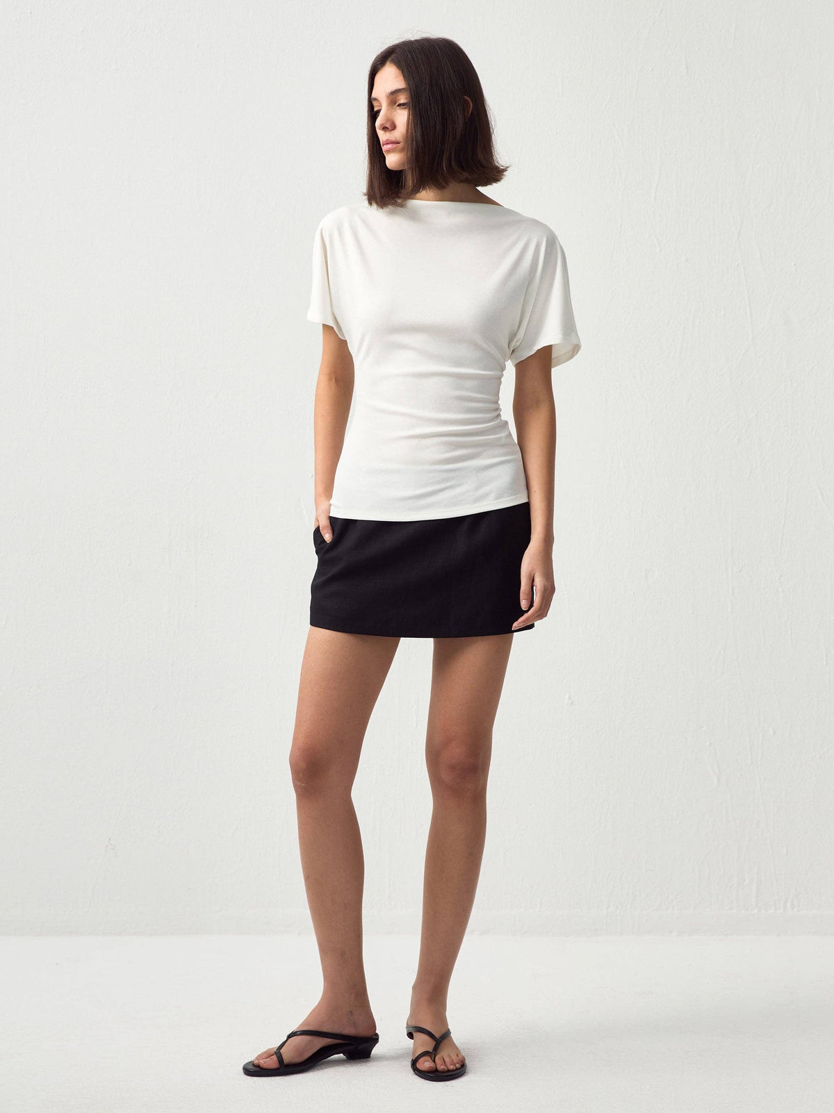 CUBIC Lyocell Blend Off-Shoulder Fitted Top