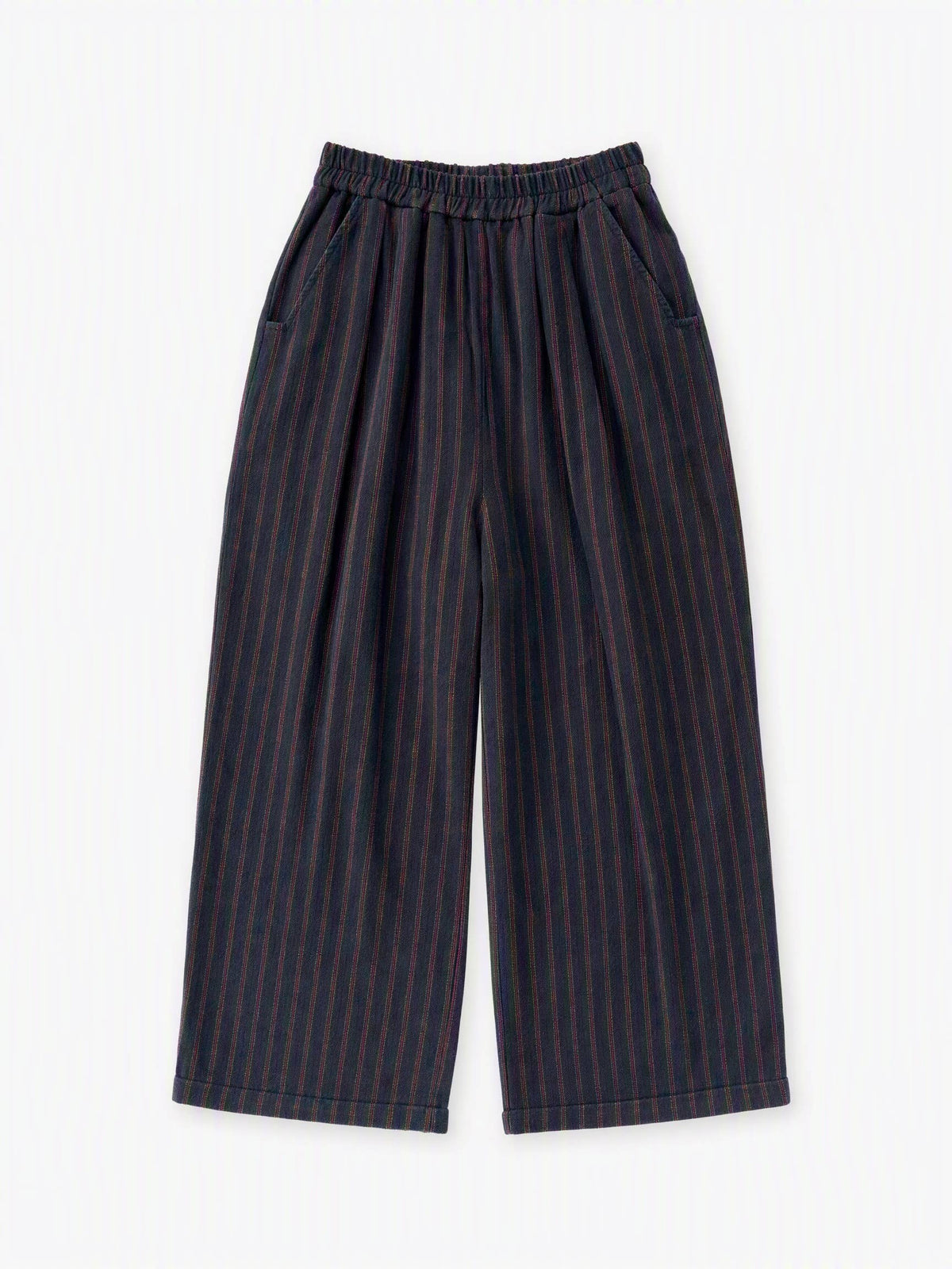 Wide Leg Stripe Trouser | Navy