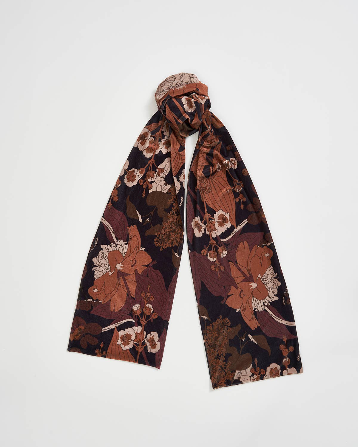 Deco Blooms Black Velvet Scarf