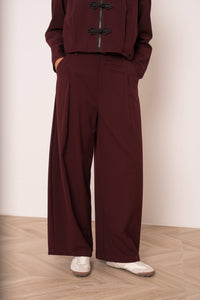 Nikki Wide Barrel Trousers | Merlot