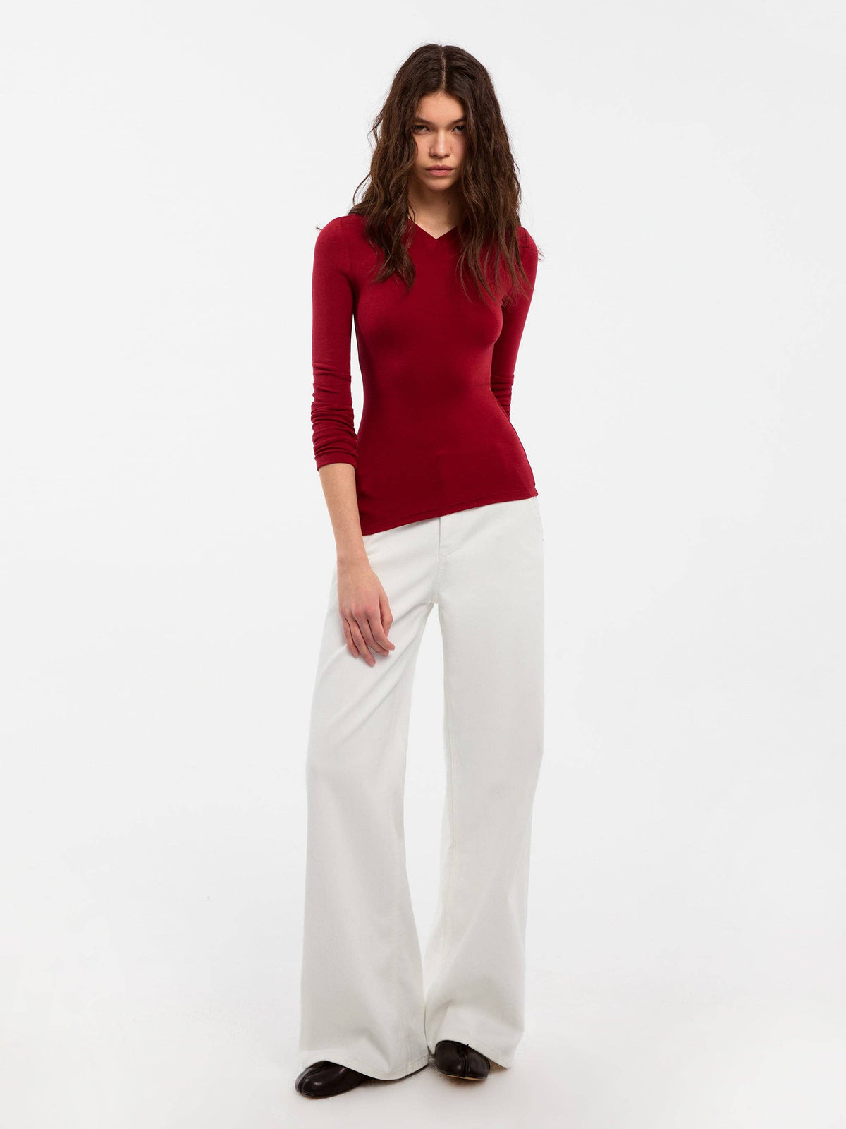 CUBIC Wool Blend V-Neck Knit T-Shirt