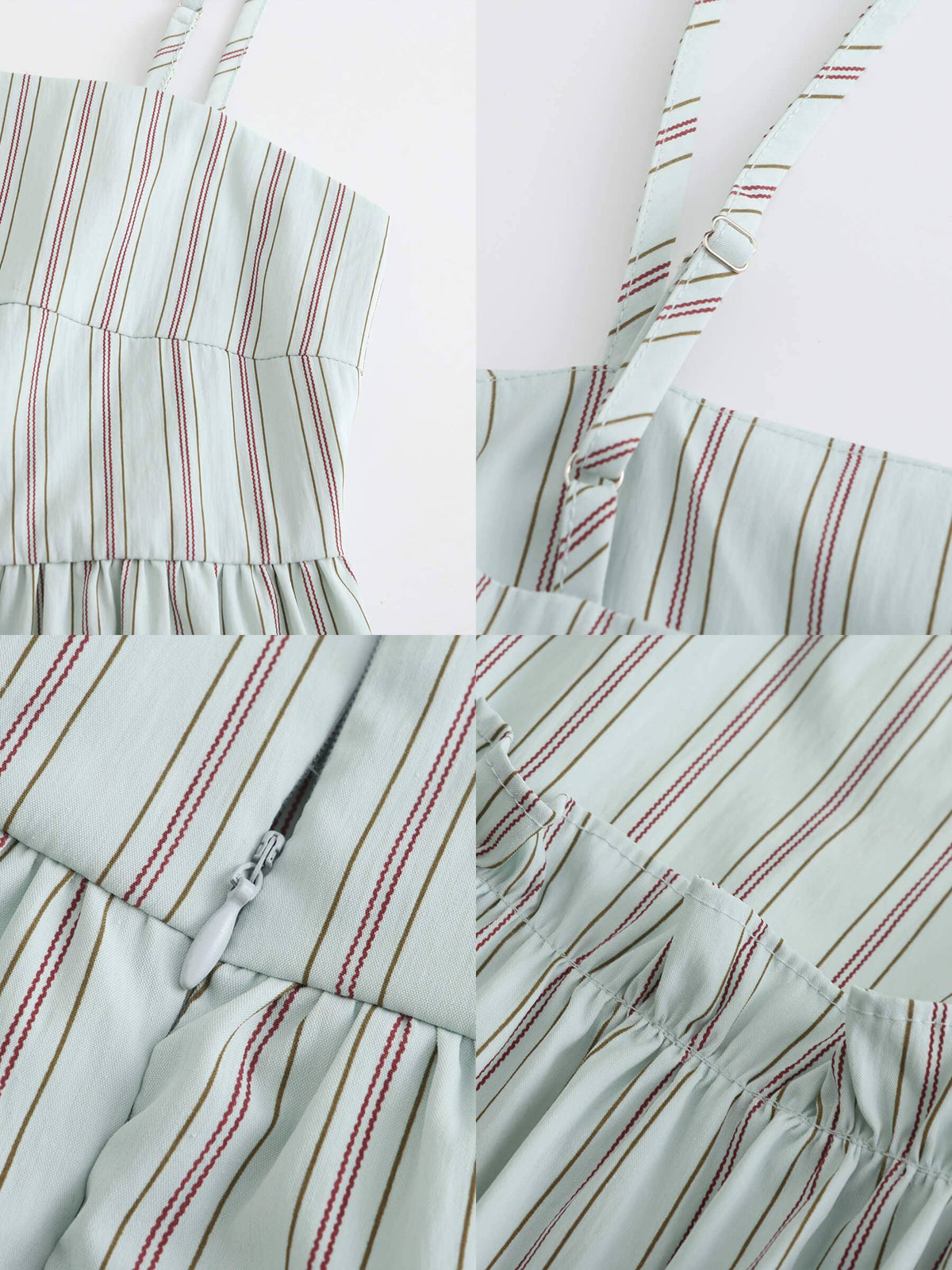 Strap Striped Cake Dress | Green & Red