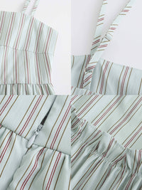 Strap Striped Cake Dress | Green & Red