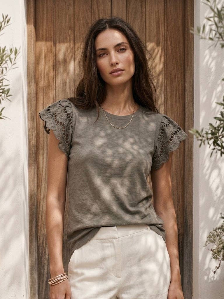 Cotton Top with Sleeves | Khaki