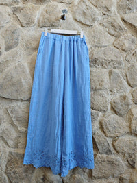 Linen Trousers with Embroidery Detail