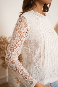 Lace blouse with bands and long sleeves Tiffany - 80971