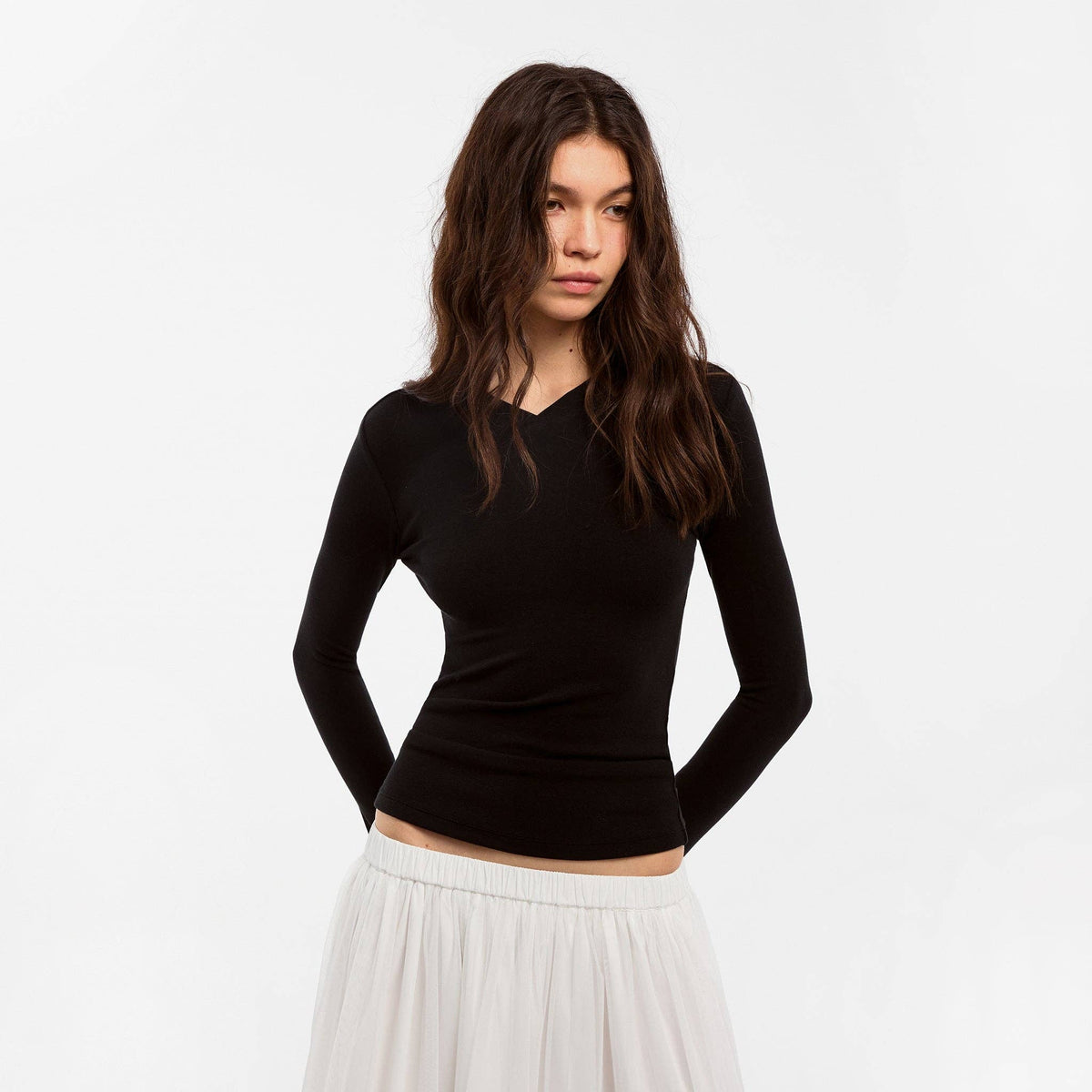 CUBIC Wool Blend V-Neck Knit T-Shirt