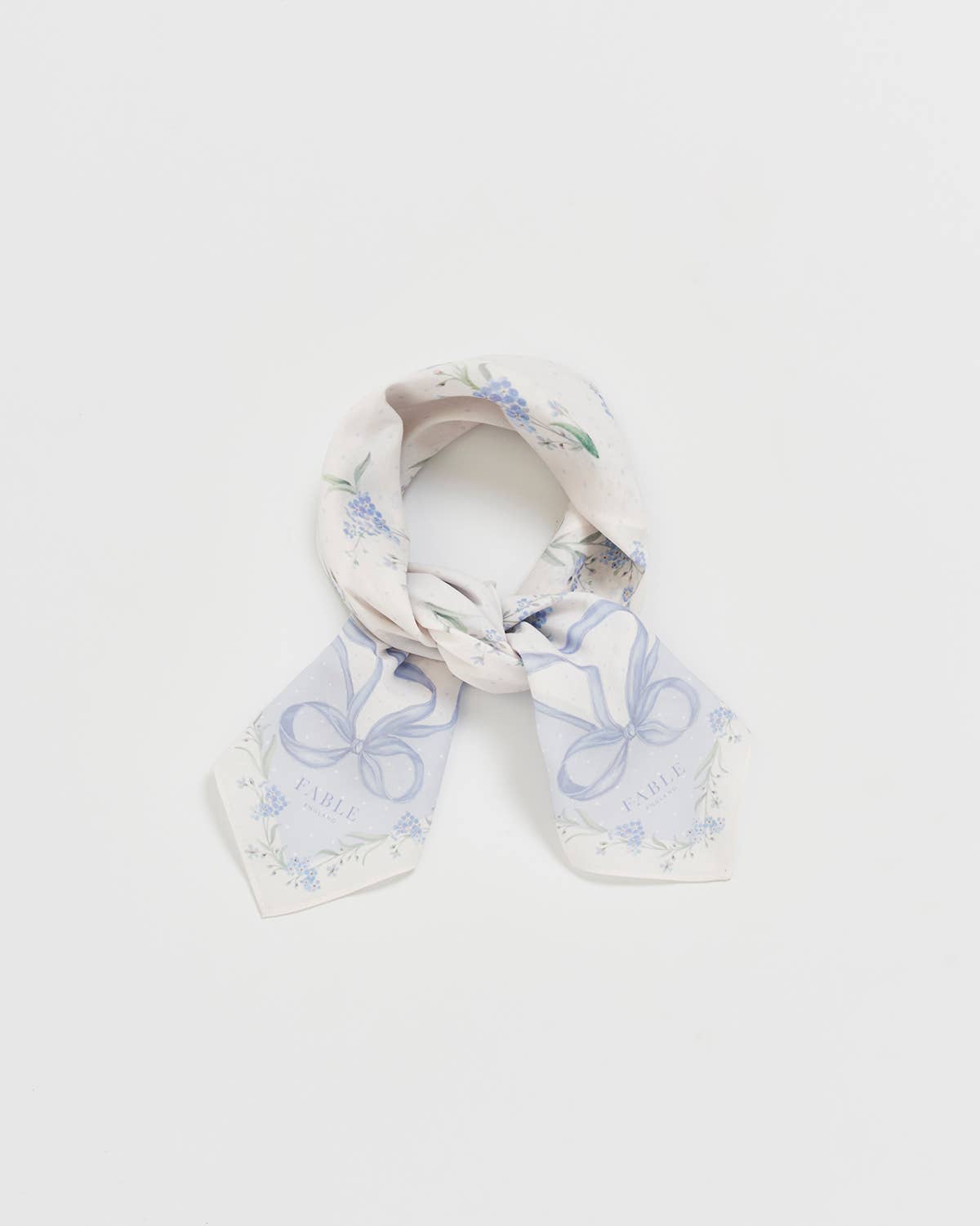 Bow & Floral Blue Square Scarf