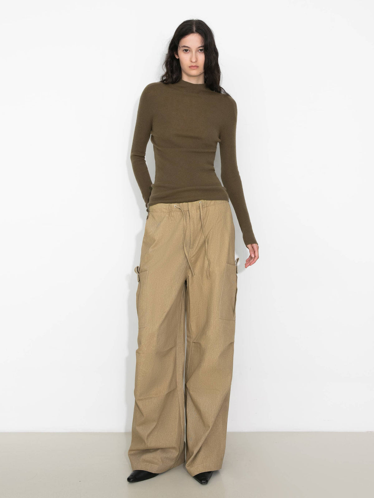 Merino Wool Turtleneck Knitwear Jumper | Khaki