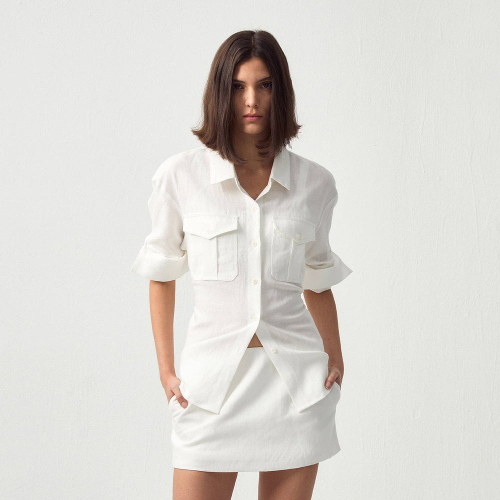CUBIC Utility Cinched Linen Shirt