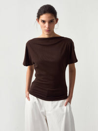 CUBIC Lyocell Blend Off-Shoulder Fitted Top