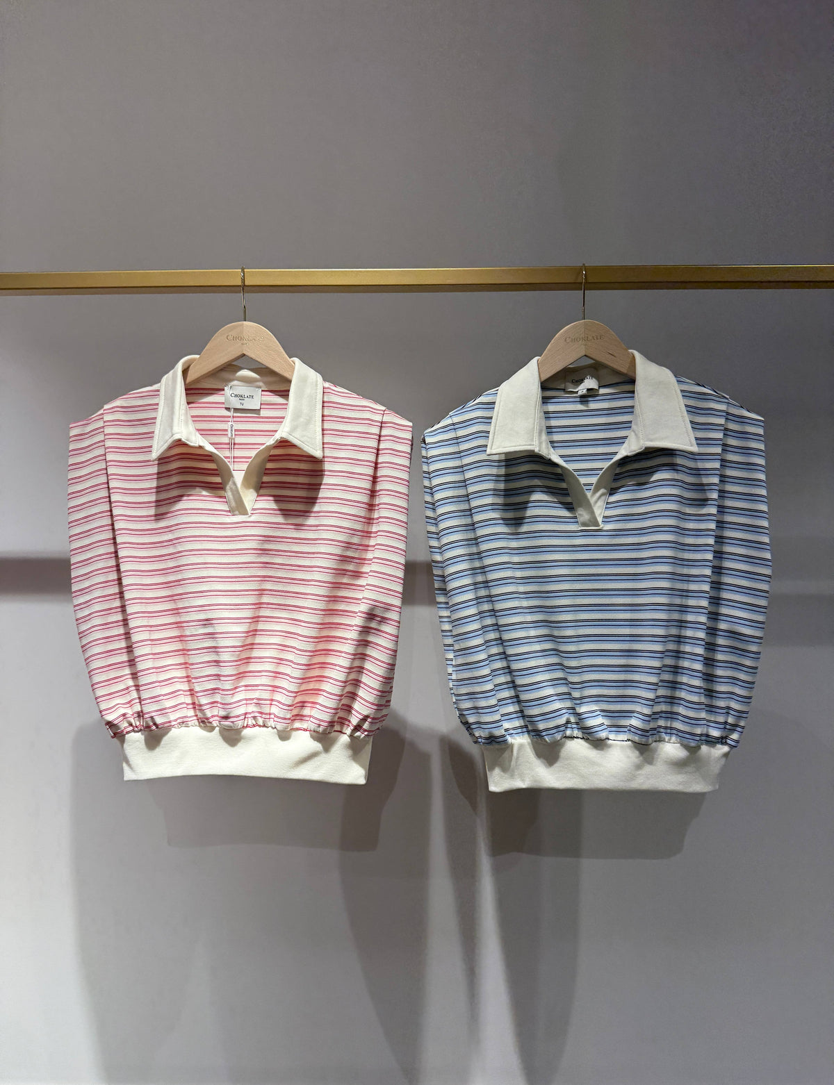 Striped Polo Top | Blue White