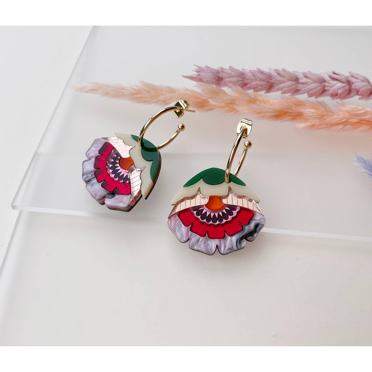 Isobel Floral Hoop Earrings in Sunset