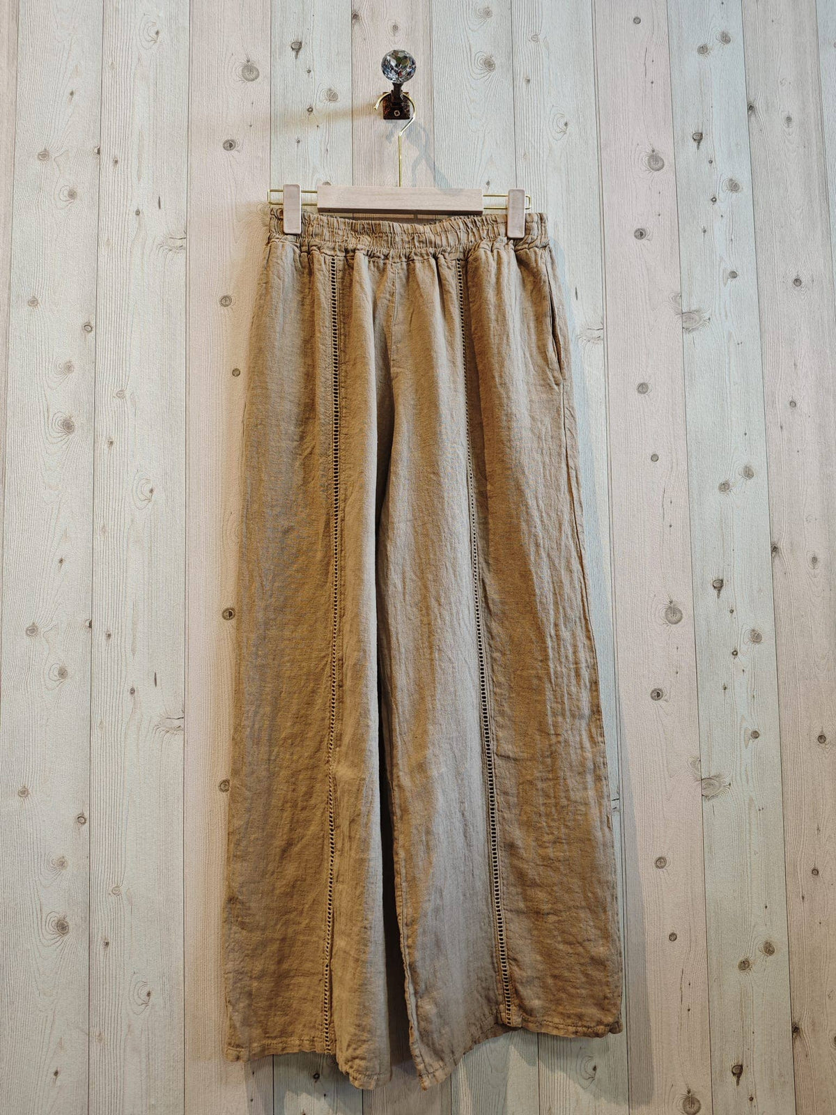 Lace Detail Linen Trousers