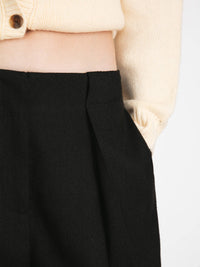 Draped Pleated Wide-Leg Pants