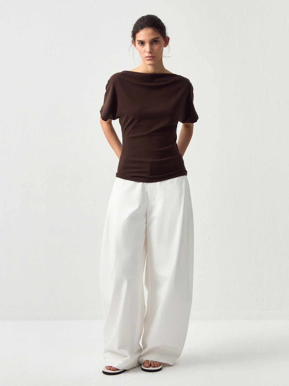 CUBIC Lyocell Blend Off-Shoulder Fitted Top