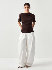 CUBIC Lyocell Blend Off-Shoulder Fitted Top