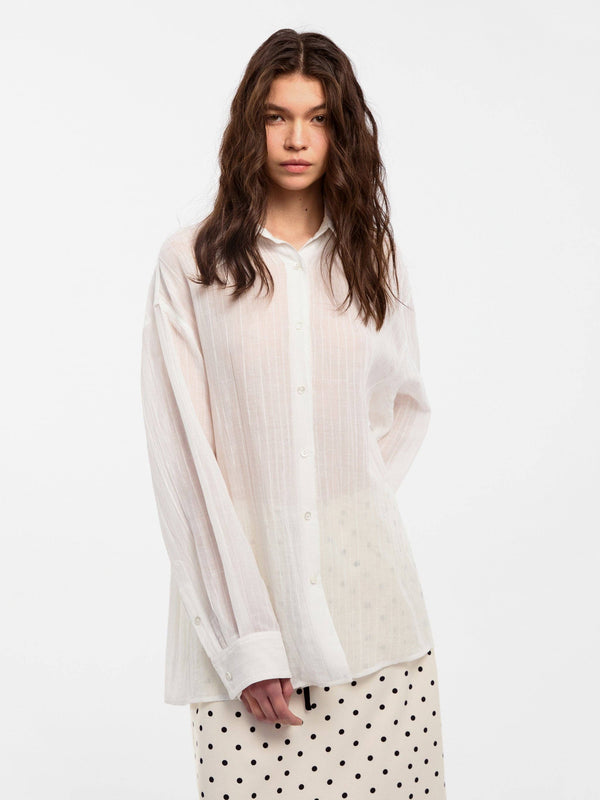 CUBIC Ramie Lightweight Long-Sleeved Shirt | White