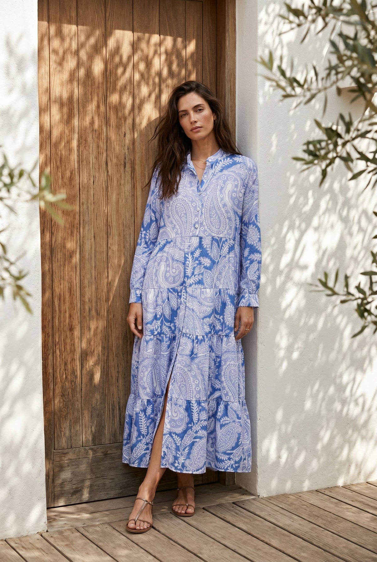 Floral print Marbella Silk Dress | Blue Paisley