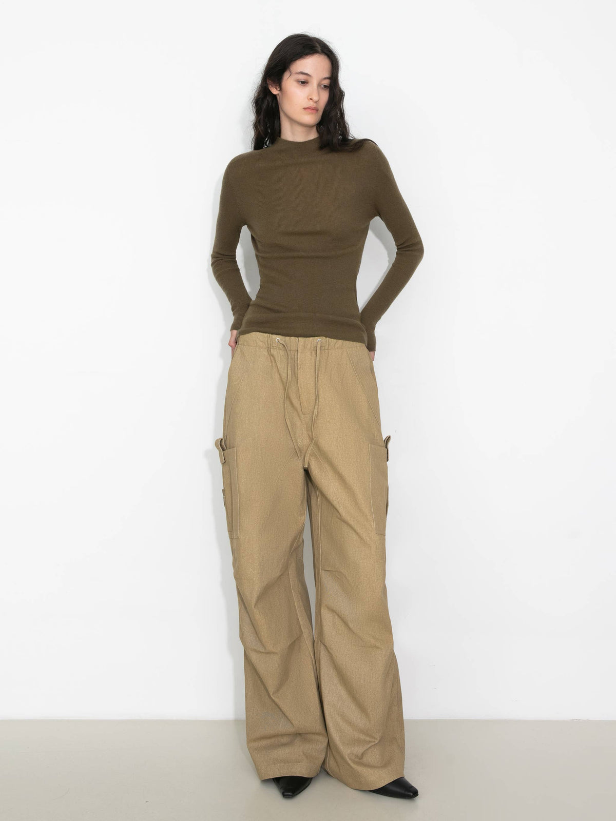 Merino Wool Turtleneck Knitwear Jumper | Khaki
