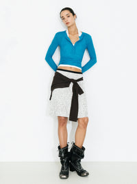 C by CUBIC Henley Neck Slim-Fit Long-Sleeve Top | Aqua