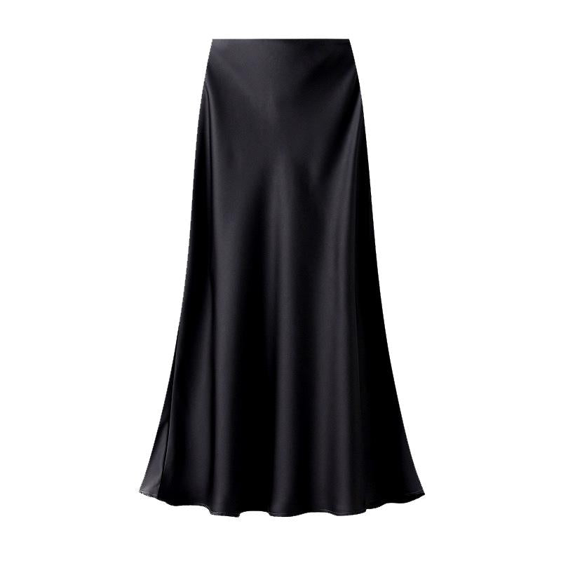 Satin Slip Skirt in Black